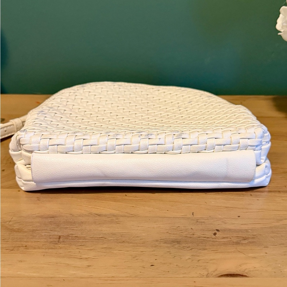 Anthropologie Crossbody White Woven Leather Purse with Adjustable Strap - Picture 8 of 14